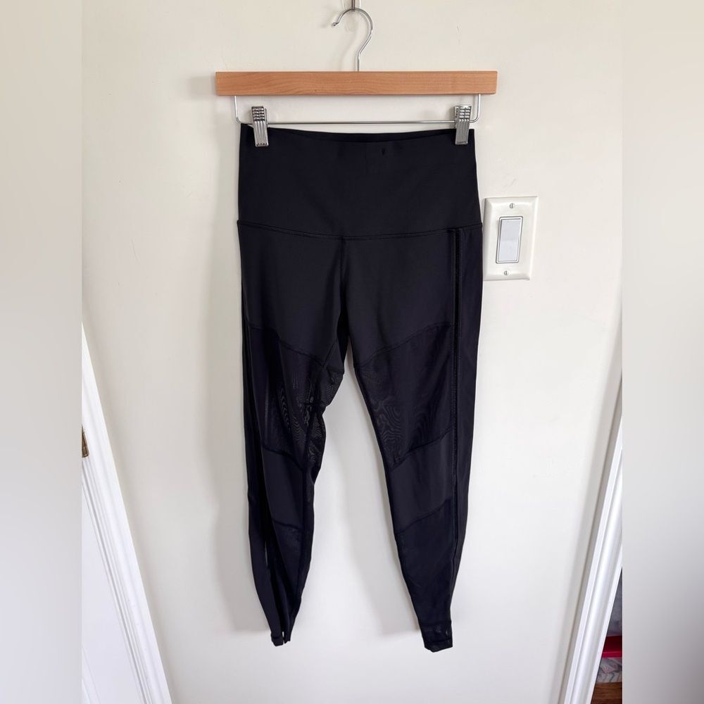 Lululemon Black Mesh Paneled Leggings High Rise 6